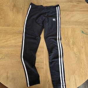 Adidas Black Leggings with White Stripes